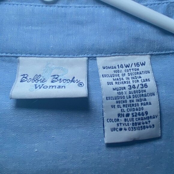 Vtg Embroidered Floral Button-Up Blouse Cottagecore Grandmacore GoldenGirls14/16 - Picture 12 of 13